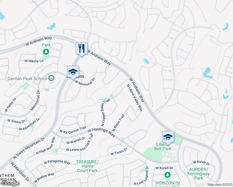 map of restaurants, bars, coffee shops, grocery stores, and more near 40718 North Copper Basin Trail in New River