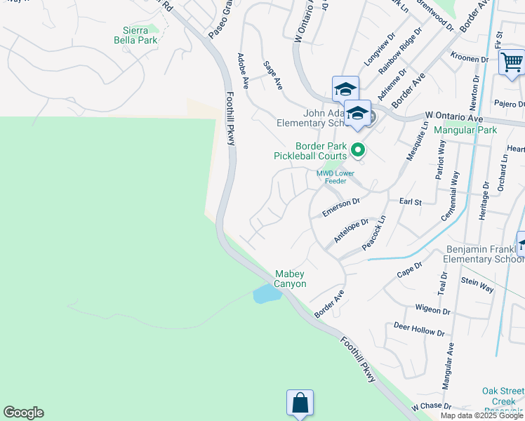 map of restaurants, bars, coffee shops, grocery stores, and more near 1750 Yellow Pine Ridge in Corona