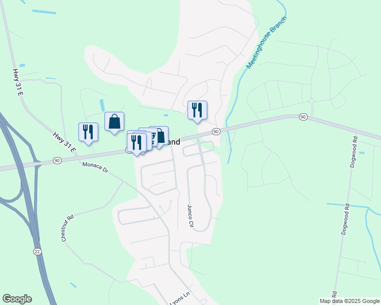 map of restaurants, bars, coffee shops, grocery stores, and more near 704 Hobonny Loop in Longs