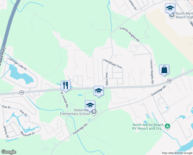 map of restaurants, bars, coffee shops, grocery stores, and more near 4226 Edgefield Road in Little River