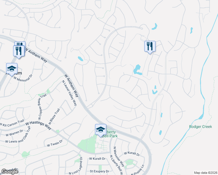 map of restaurants, bars, coffee shops, grocery stores, and more near 1891 West Dion Drive in Anthem