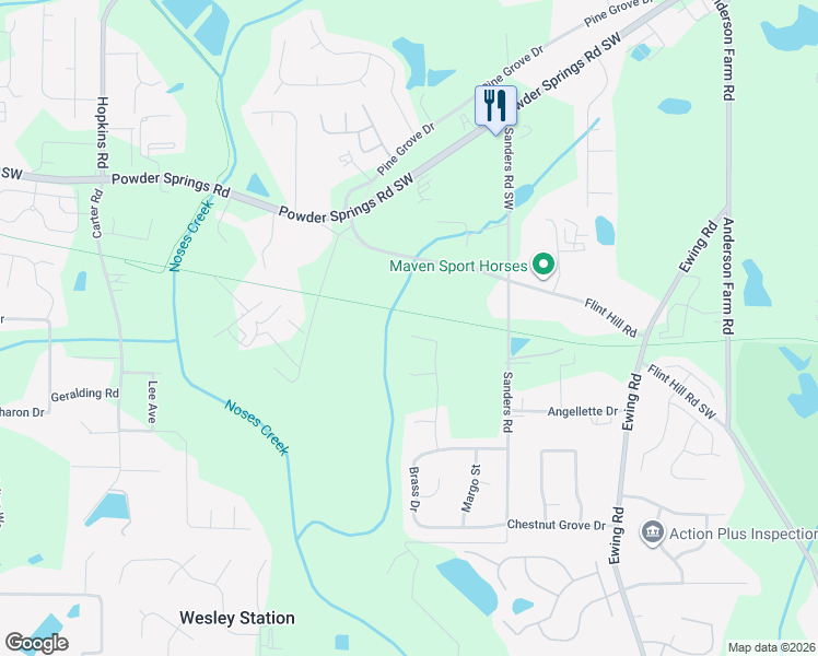 map of restaurants, bars, coffee shops, grocery stores, and more near 4203 Brass Trail in Austell