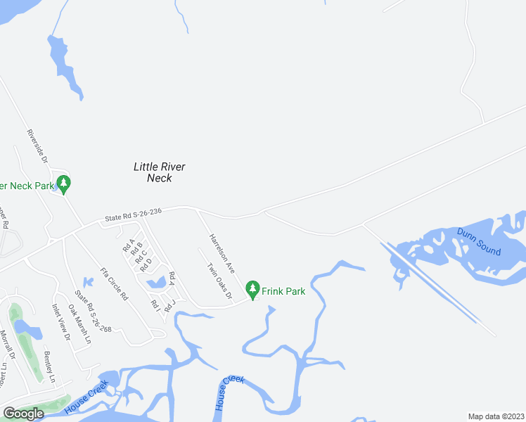 map of restaurants, bars, coffee shops, grocery stores, and more near 5800 Little River Neck Road in Atlantic Beach