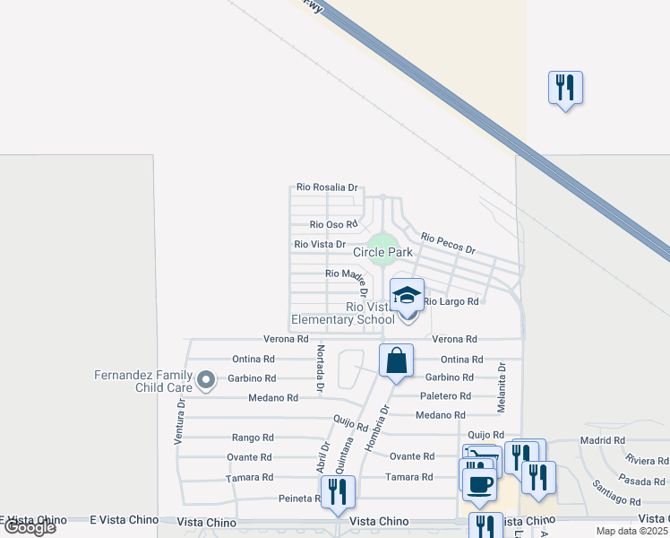 map of restaurants, bars, coffee shops, grocery stores, and more near 67472 Rio Madre Drive in Cathedral City