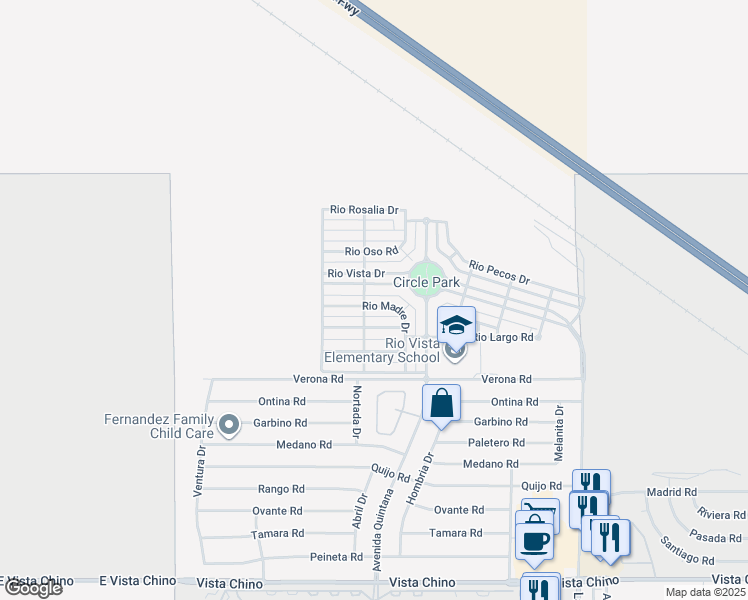 map of restaurants, bars, coffee shops, grocery stores, and more near 67472 Rio Madre Drive in Cathedral City