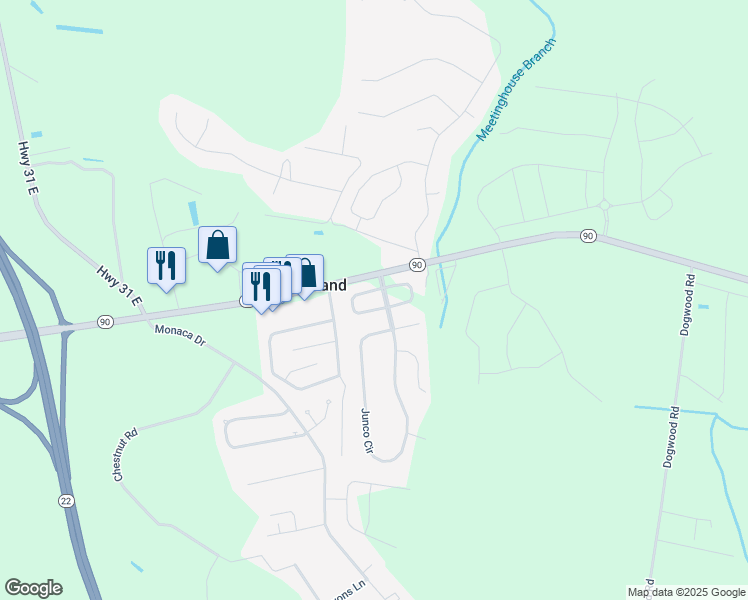 map of restaurants, bars, coffee shops, grocery stores, and more near 704 Hobonny Loop in Longs