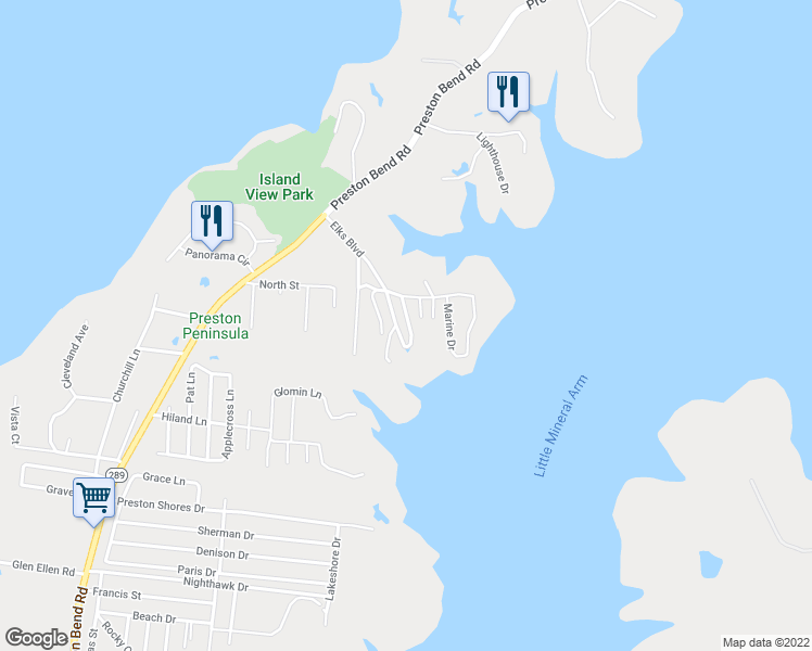 map of restaurants, bars, coffee shops, grocery stores, and more near 61 Red Almon Drive in Pottsboro
