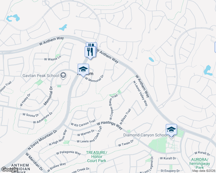 map of restaurants, bars, coffee shops, grocery stores, and more near 2333 West River Rock Court in Phoenix