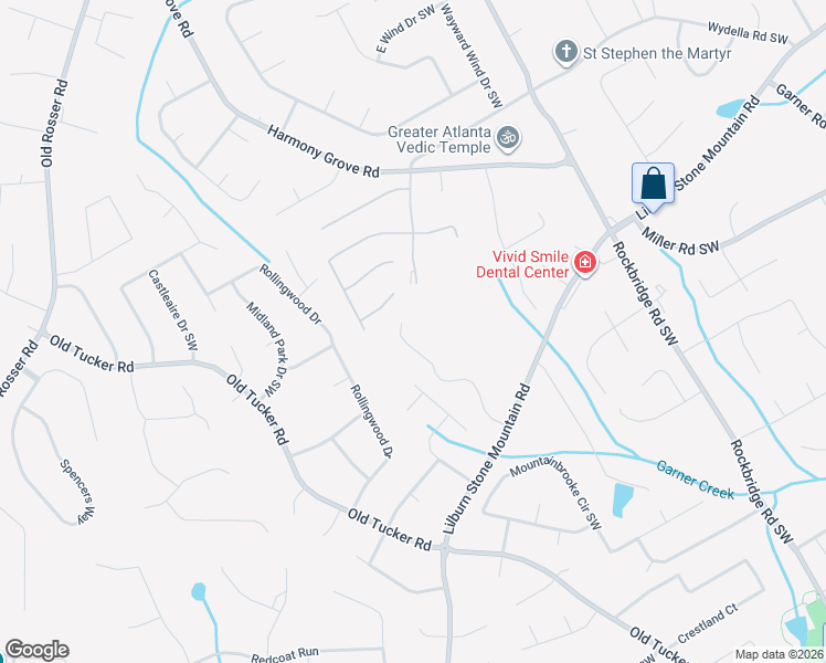 map of restaurants, bars, coffee shops, grocery stores, and more near 612 Redds Circle Southwest in Lilburn