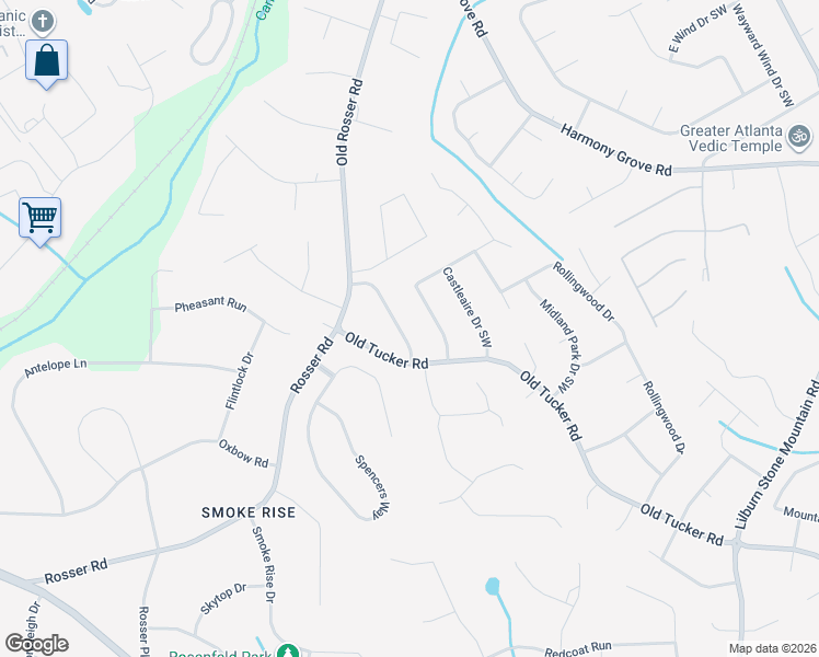 map of restaurants, bars, coffee shops, grocery stores, and more near 465 Royal Oaks Terrace Southwest in Stone Mountain