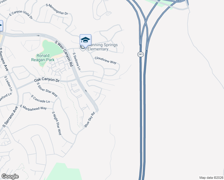 map of restaurants, bars, coffee shops, grocery stores, and more near 8885 East Wiley Way in Anaheim
