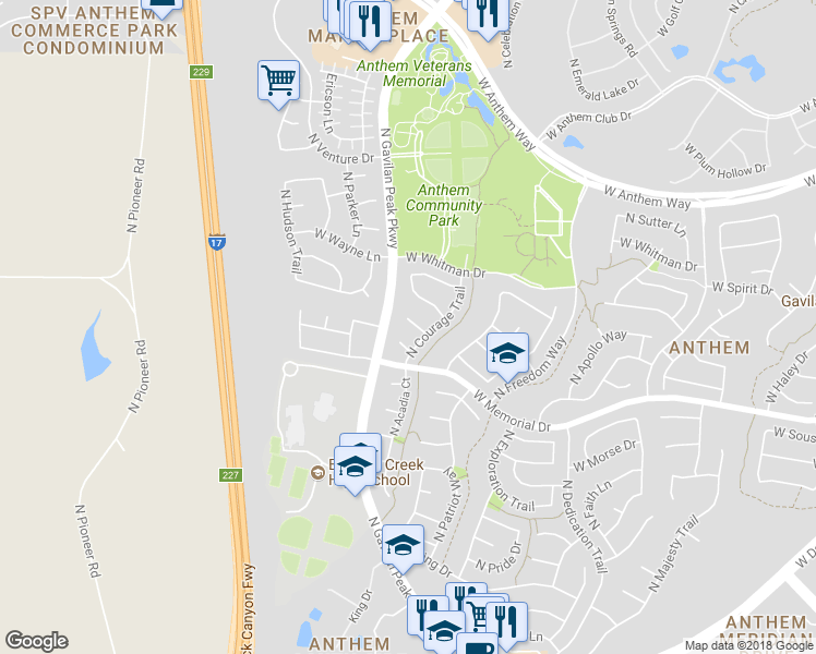 map of restaurants, bars, coffee shops, grocery stores, and more near 3549 West Steinbeck Court in New River