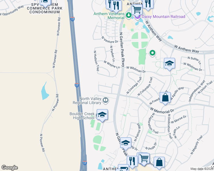 map of restaurants, bars, coffee shops, grocery stores, and more near 40805 North Raleigh Court in New River