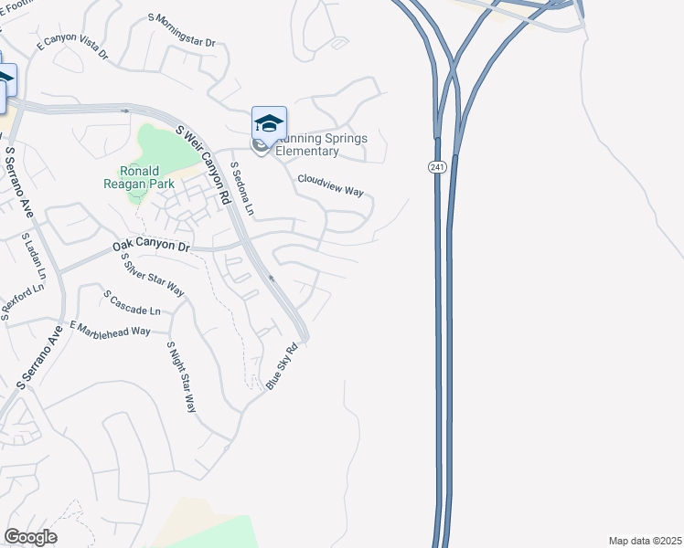 map of restaurants, bars, coffee shops, grocery stores, and more near 8865 East Wiley Way in Anaheim