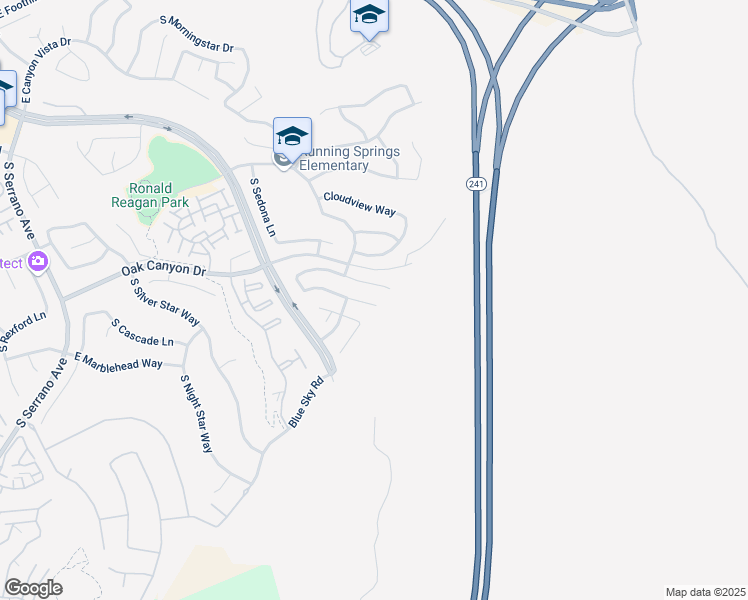 map of restaurants, bars, coffee shops, grocery stores, and more near 8885 East Wiley Way in Anaheim