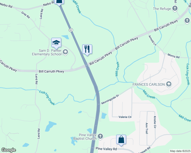 map of restaurants, bars, coffee shops, grocery stores, and more near 2681 Hiram Douglasville Highway in Hiram