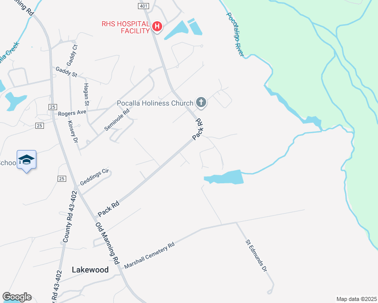 map of restaurants, bars, coffee shops, grocery stores, and more near 313 Pack Road in Sumter