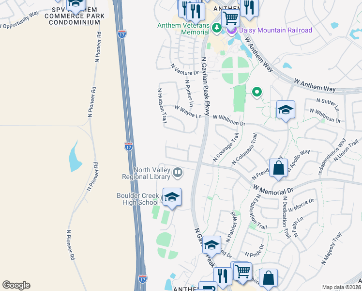 map of restaurants, bars, coffee shops, grocery stores, and more near 40805 North Raleigh Court in New River