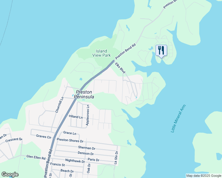 map of restaurants, bars, coffee shops, grocery stores, and more near 87 J Street in Pottsboro
