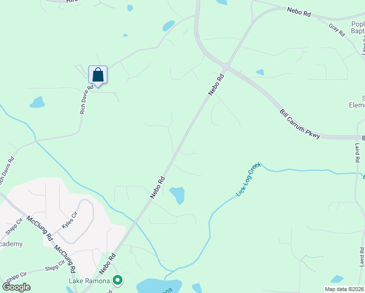 map of restaurants, bars, coffee shops, grocery stores, and more near 6584 Nebo Road in Hiram