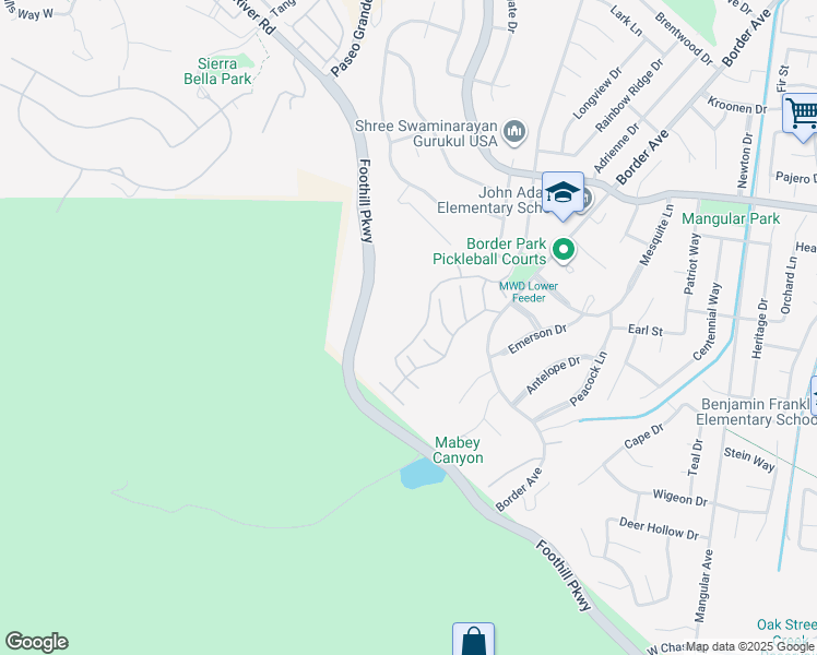 map of restaurants, bars, coffee shops, grocery stores, and more near 2608 Avenida Del Vista in Corona