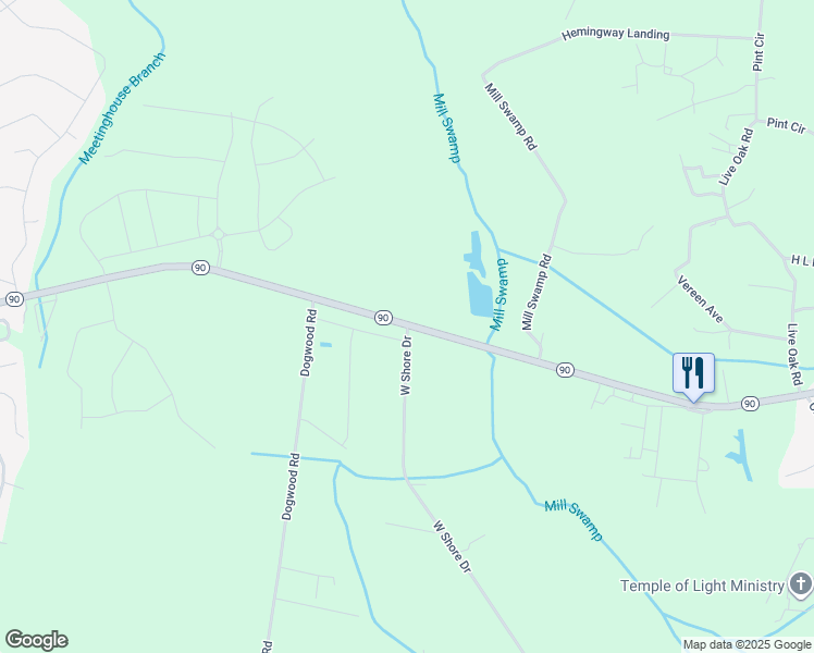 map of restaurants, bars, coffee shops, grocery stores, and more near 2500 West Shore Drive in Longs