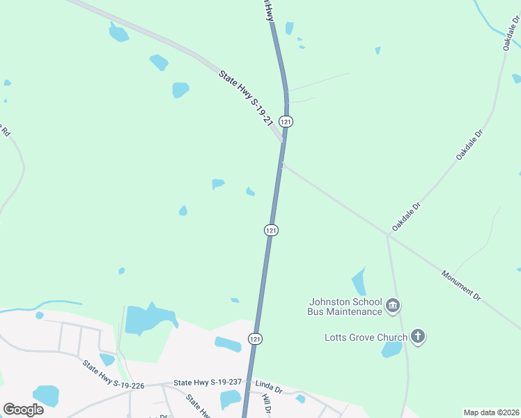 map of restaurants, bars, coffee shops, grocery stores, and more near 1549 South Carolina 121 in Johnston