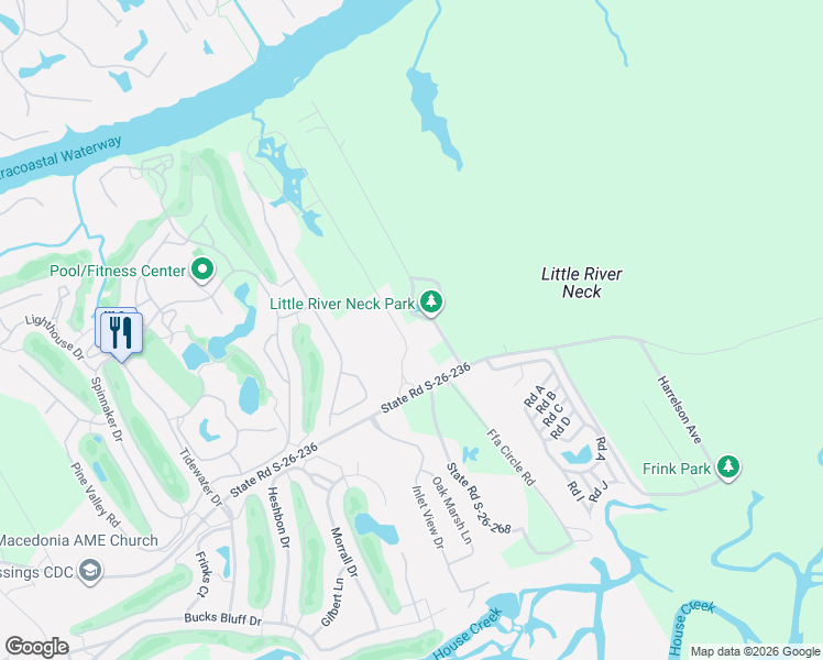 map of restaurants, bars, coffee shops, grocery stores, and more near 4641 Riverside Drive in North Myrtle Beach