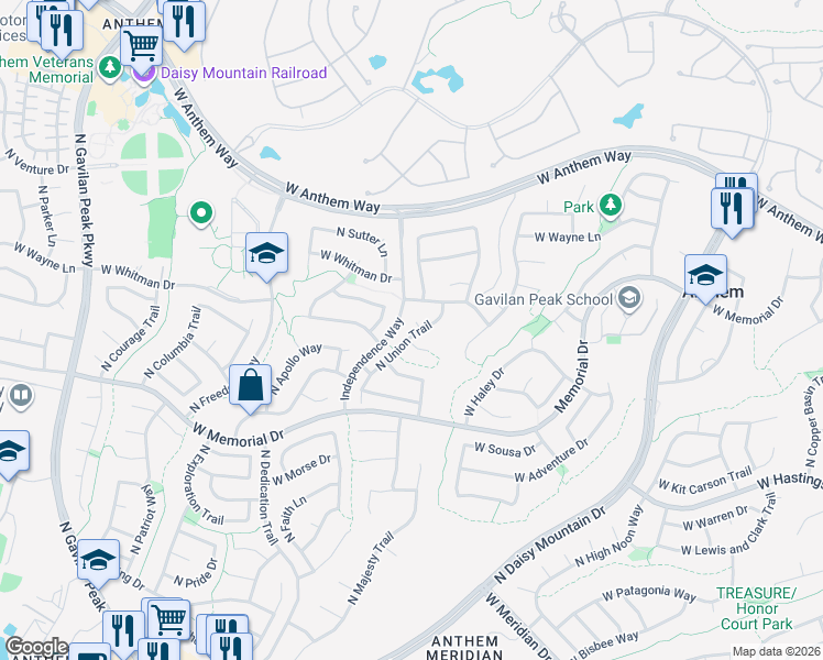map of restaurants, bars, coffee shops, grocery stores, and more near 40810 North Union Trail in Phoenix
