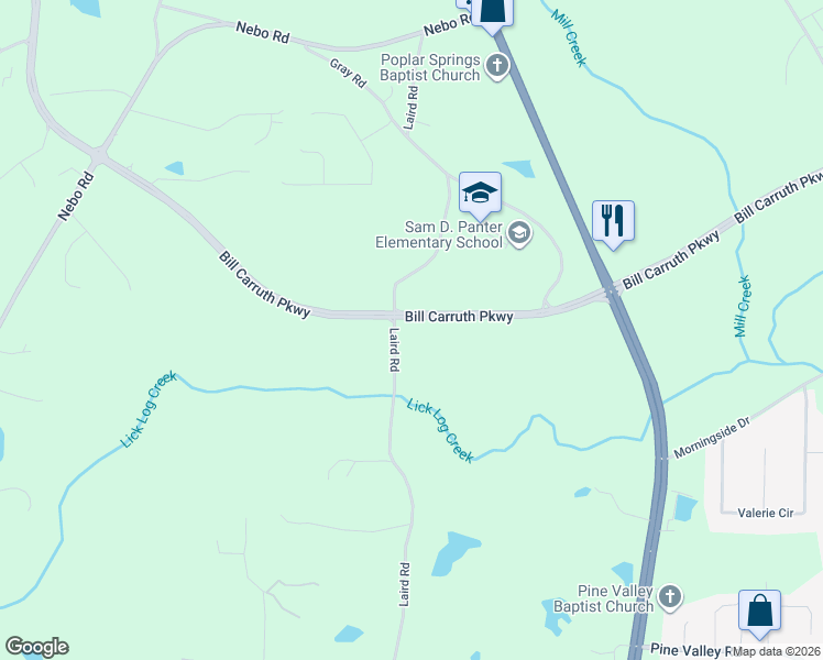 map of restaurants, bars, coffee shops, grocery stores, and more near 511 Laird Road in Hiram