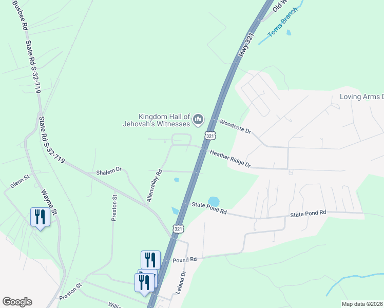 map of restaurants, bars, coffee shops, grocery stores, and more near 4608 U.S. 321 in Gaston