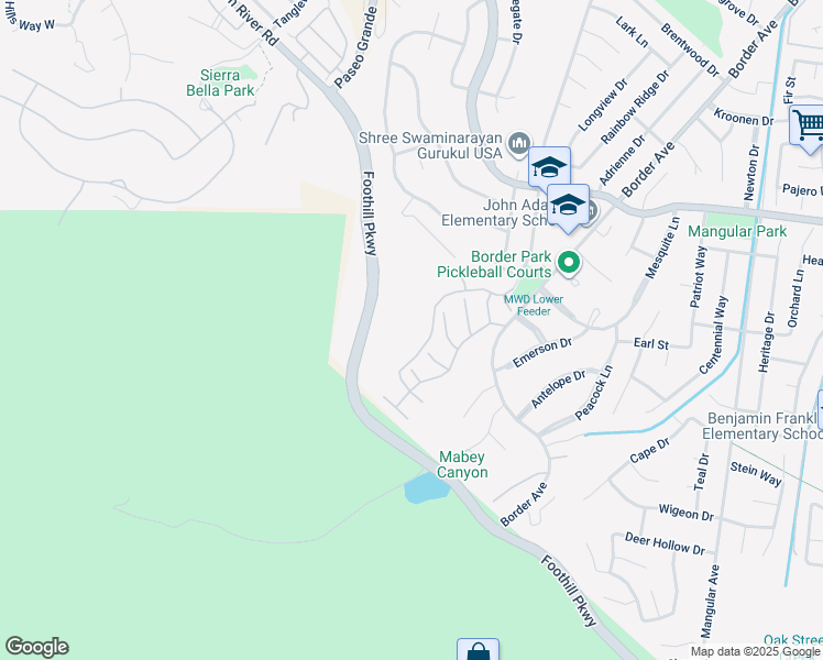 map of restaurants, bars, coffee shops, grocery stores, and more near 2600 Avenida Del Vista in Corona