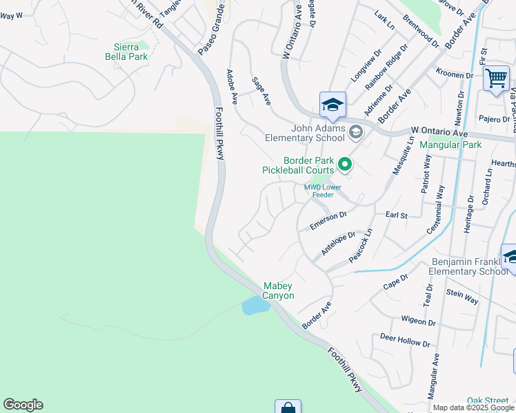 map of restaurants, bars, coffee shops, grocery stores, and more near 1750 Yellow Pine Ridge in Corona