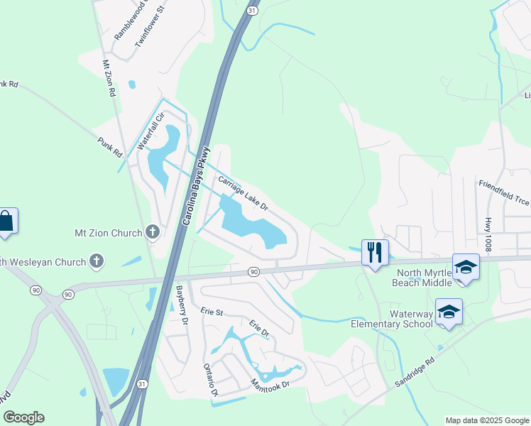 map of restaurants, bars, coffee shops, grocery stores, and more near 356 Carriage Lake Drive in Little River