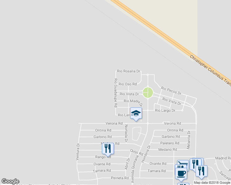 map of restaurants, bars, coffee shops, grocery stores, and more near Rio Guadalupe Road in Cathedral City