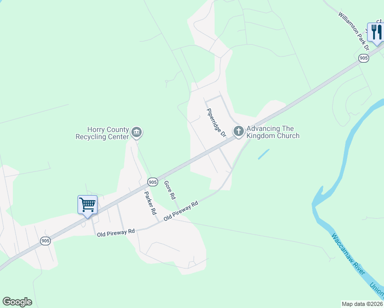 map of restaurants, bars, coffee shops, grocery stores, and more near 1534 905 in Conway