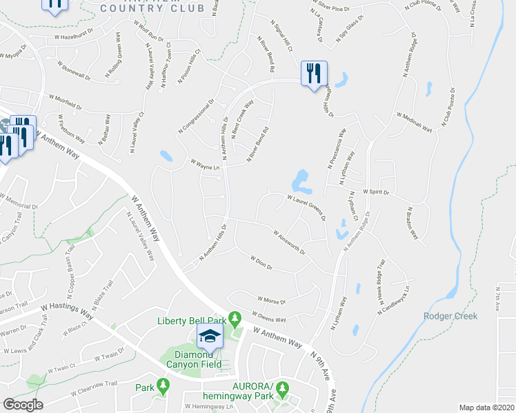 map of restaurants, bars, coffee shops, grocery stores, and more near 40811 North River Bend Road in New River