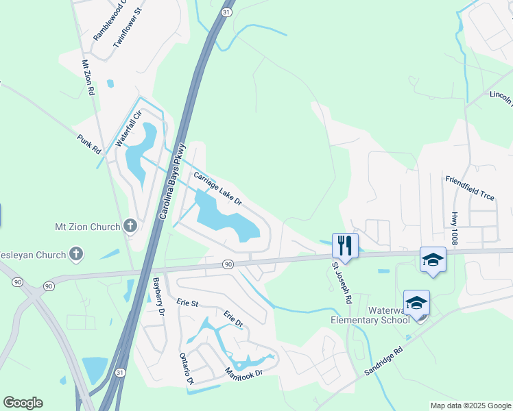 map of restaurants, bars, coffee shops, grocery stores, and more near 376 Carriage Lake Drive in Little River