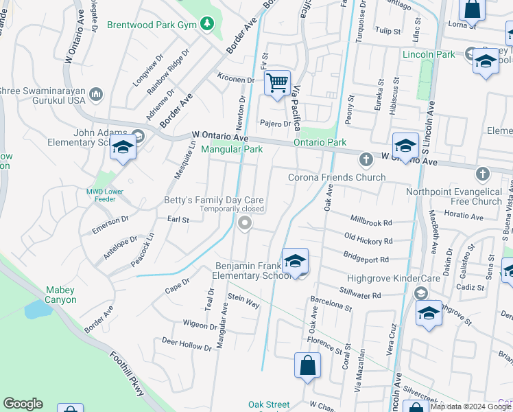 map of restaurants, bars, coffee shops, grocery stores, and more near 2393 Heritage Drive in Corona