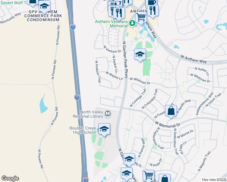 map of restaurants, bars, coffee shops, grocery stores, and more near 3701 West Whitman Drive in New River