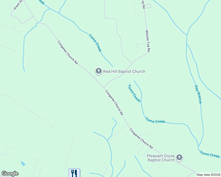 map of restaurants, bars, coffee shops, grocery stores, and more near 1100 Congaree Church Road in Gadsden