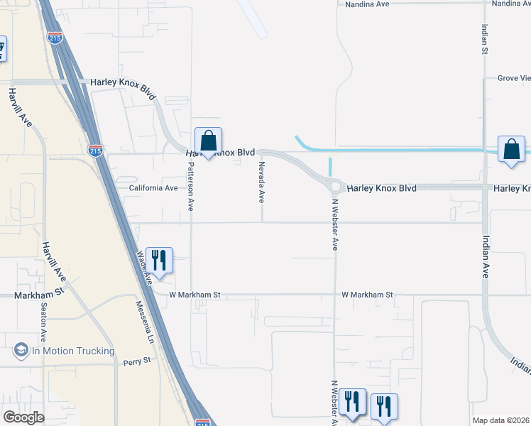 map of restaurants, bars, coffee shops, grocery stores, and more near 4611 Nevada Avenue in Perris