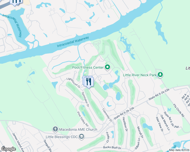 map of restaurants, bars, coffee shops, grocery stores, and more near 1551 Spinnaker Drive in North Myrtle Beach