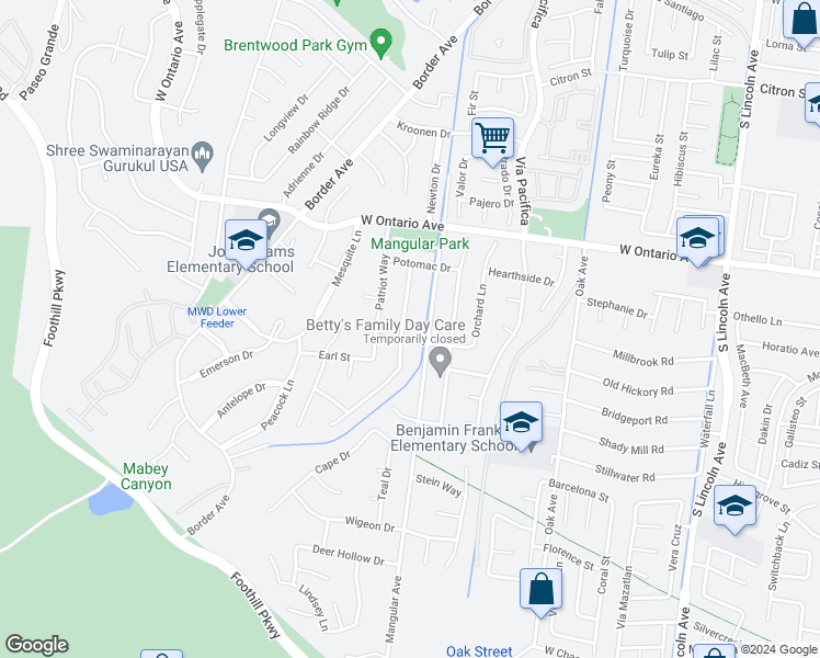 map of restaurants, bars, coffee shops, grocery stores, and more near 2393 Centennial Way in Corona