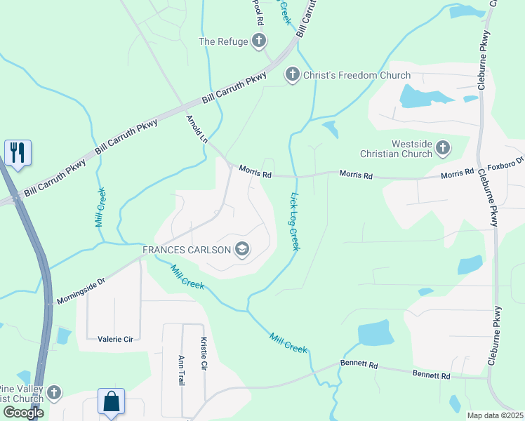 map of restaurants, bars, coffee shops, grocery stores, and more near 143 Cotton Mill Drive in Hiram