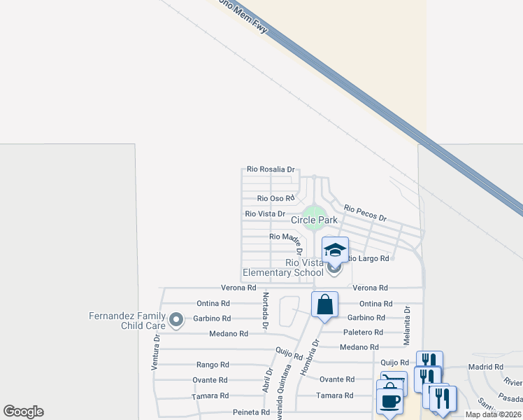 map of restaurants, bars, coffee shops, grocery stores, and more near 67426 Rio Vista Drive in Cathedral City