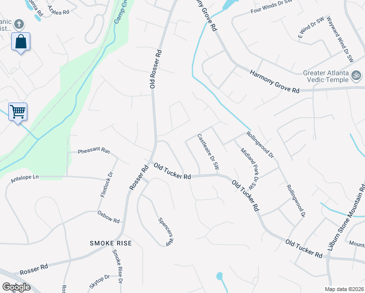 map of restaurants, bars, coffee shops, grocery stores, and more near 395 Royal Oaks Terrace Southwest in Stone Mountain