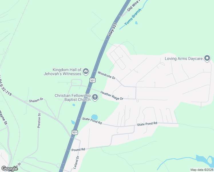 map of restaurants, bars, coffee shops, grocery stores, and more near 9000 U.S. 321 in Gaston