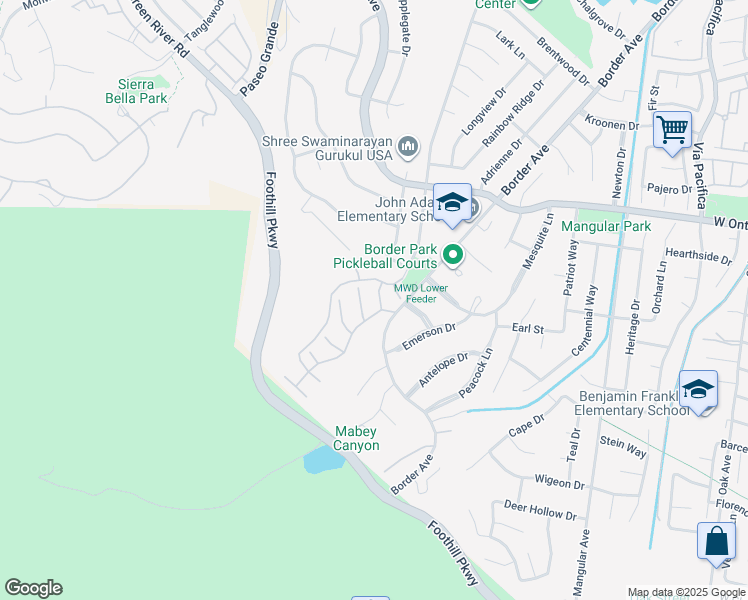 map of restaurants, bars, coffee shops, grocery stores, and more near 1720 Sugar Pine Drive in Corona