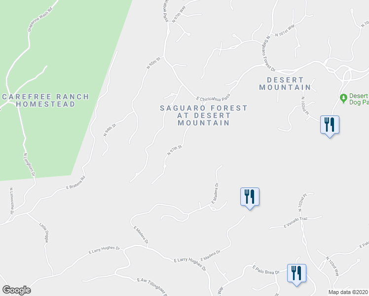 map of restaurants, bars, coffee shops, grocery stores, and more near 40933 North 97th Street in Scottsdale